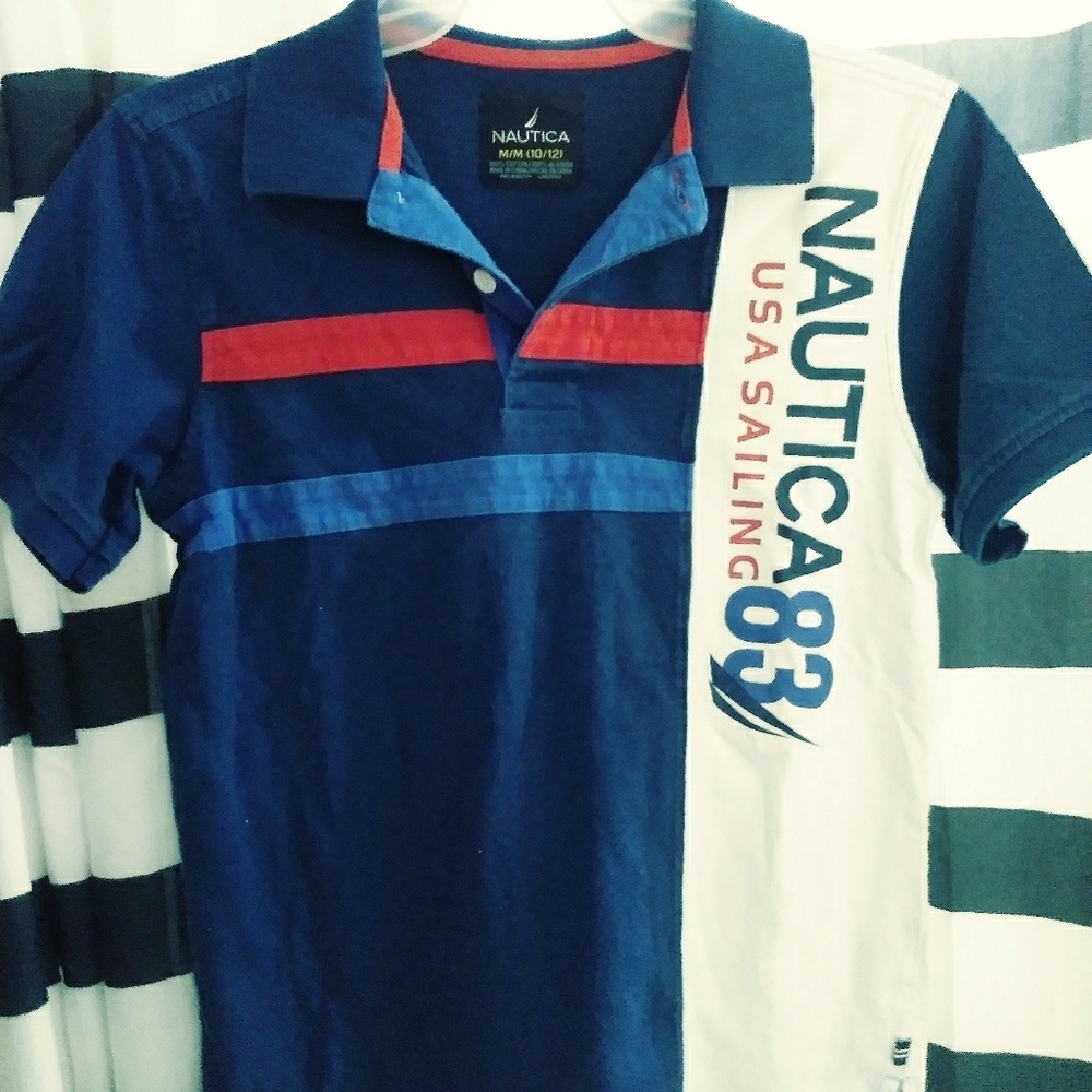 2 BOYS MEDIUM NAUTICA POLO TEES
